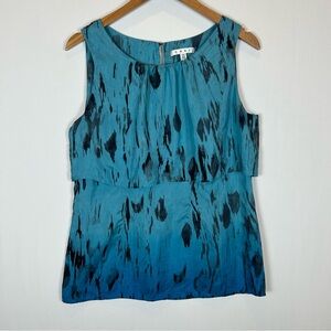 CAbi Women's Blue Ombre 100% Silk Serene Sleeveless Blouse Medium‎ #142
